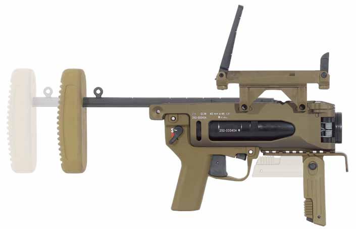 The side-loading operation of the HK169 and other HK single-shot grenade launchers enable them to handle the complete range of riot control gas and less-lethal ammunitions. HK169 has 11.