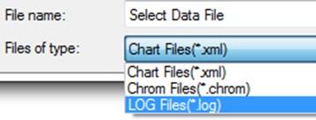 9. Browse to the location where the LOG file of interest was dragged/copied. 10. At the bottom of the Select Data File window, change Files of Type to LOG Files.