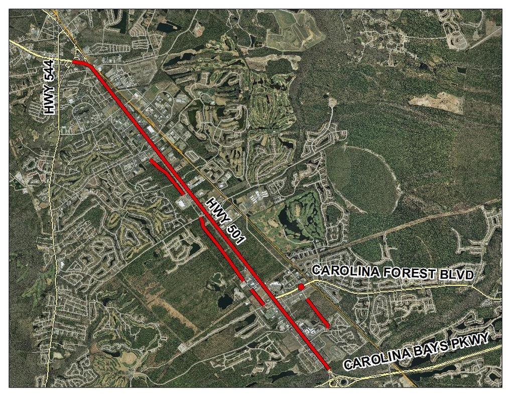 Hwy 501 Improvements $50M Option #1 Complete six lanes widening from SC Hwy 31 to US Hwy 501/544 interchange (includes intersection improvements) Option #2 Extend Postal Way to east (to Waccamaw