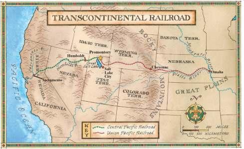 The transcontinental railroad helped open the West to long-term