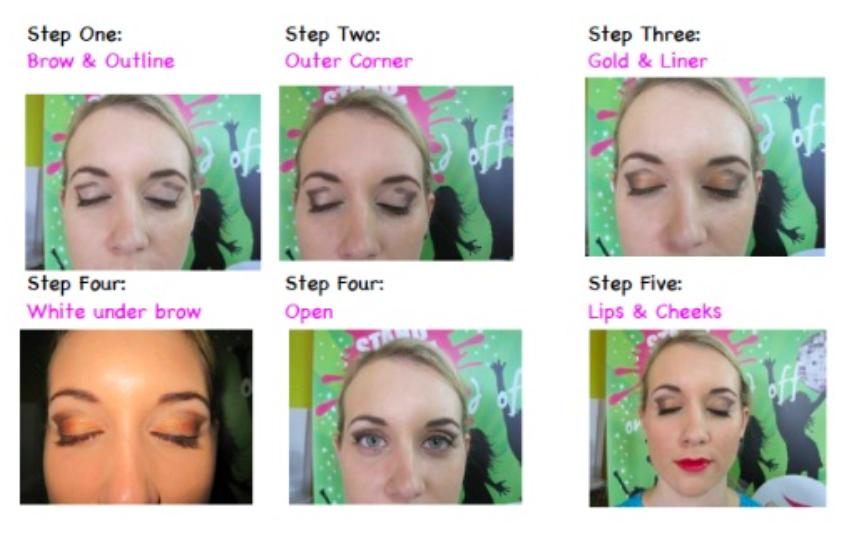 7 th - Apply white pencil on the inside of the lower lash line & corner or eye (in a v shape). 8 th - Apply Allegro Dancer under lower lashes as a liner.