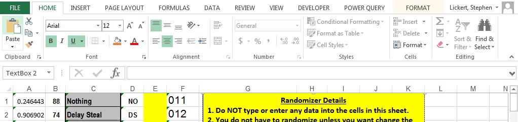 How do I use the P-Card Randomizer? 1. Select only Columns A, B, C, & D together in a group. **SEE RED BOX BELOW** 2.