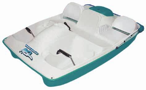 Platform Molded-in grab handles Pedal positions for 1, 2 or 3 people Closed cell polystyrene foam flotation Storage area Molded-in cup holders Rugged