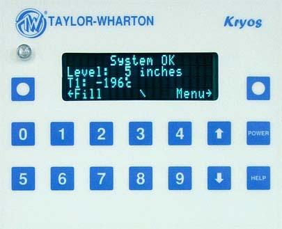 Control Components Interface Panel The KRYOS Interface panel, which the user will interact with, contains the vacuum fluorescent display as well as the number keypad, power button, help button and