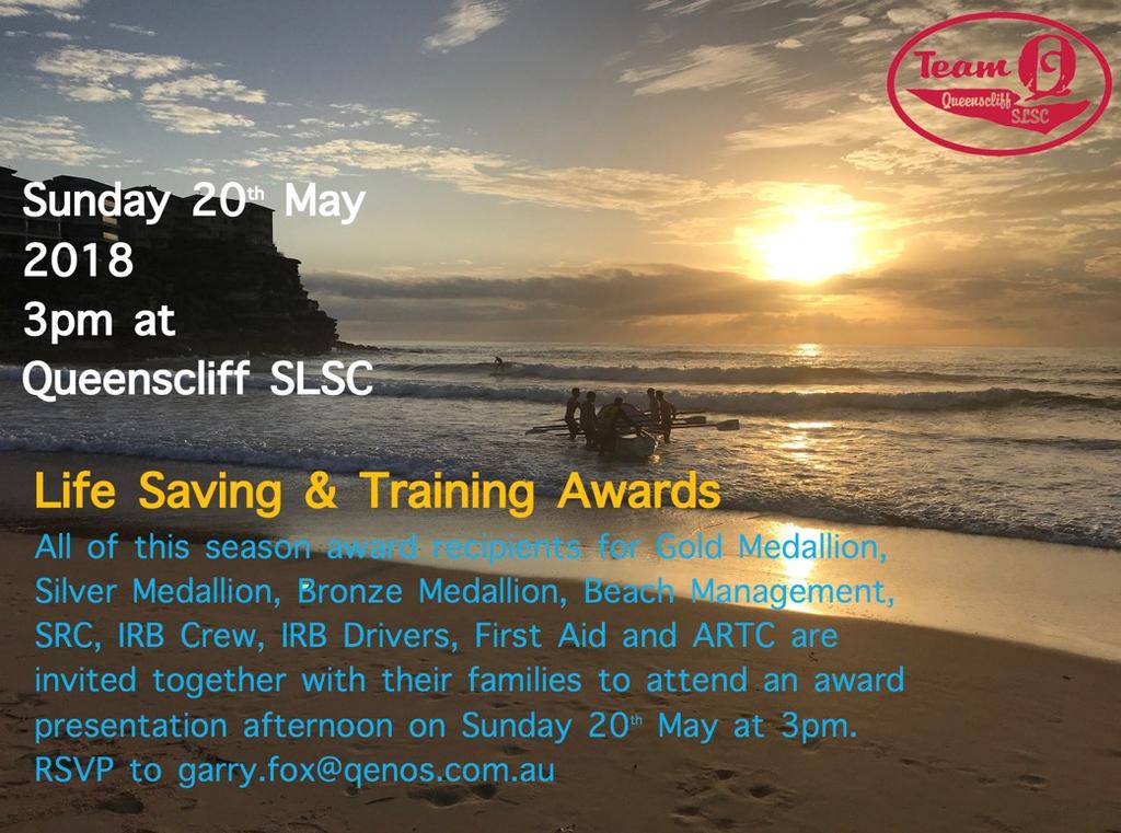 LIFE SAVING & TRAINING AWARDS PRESENTATION... QUEENSIE Annual Club Awards of Excellence.