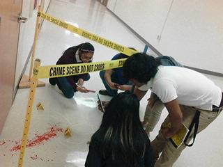 Christmas Crime Scene Students in Forensic Science