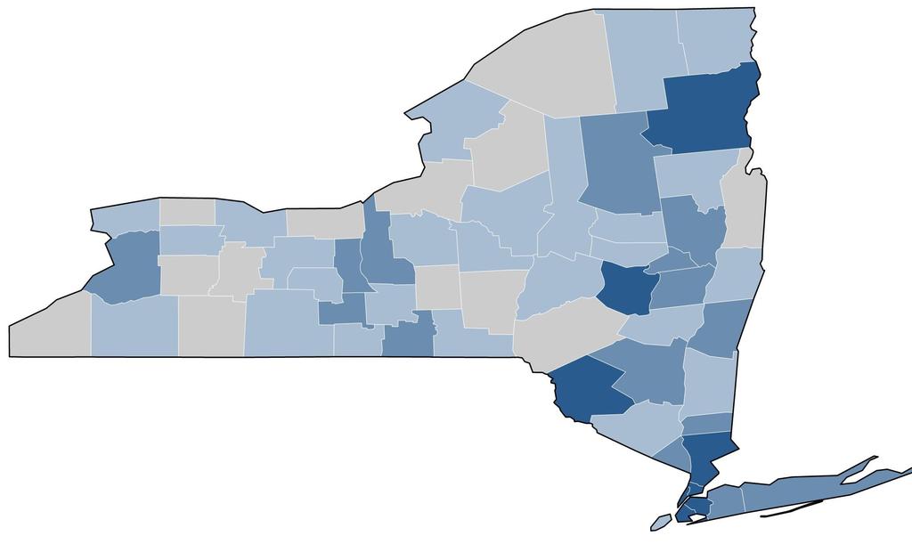 New York State Wages by County Average Weekly Wages, Leisure & Hospitality, 1 st Half of 2018 $361 (80%) $288 (100%) $325 or Less $325 to $425 $425 to $525 $525 or More NY State Average=$622 Median