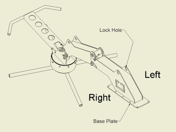 Spreader Terminology Base Plate Lock Hole Spreader The Spreader Kit is mounted mainly on the Tubeline Accelerator hay conditioner and is operated by hydraulic pressure from