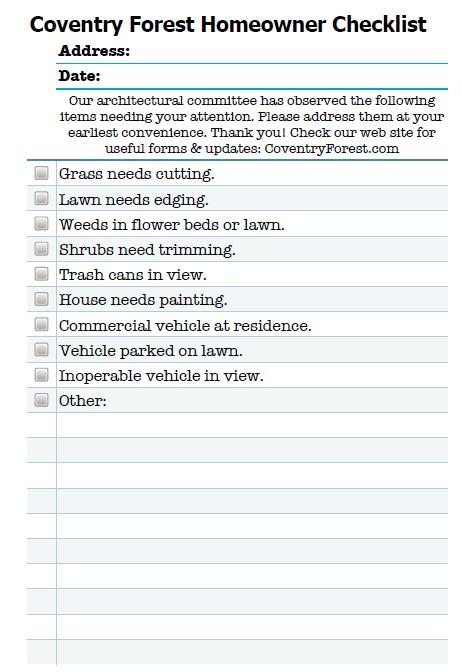 Sample Architectural - Landscaping Checklist