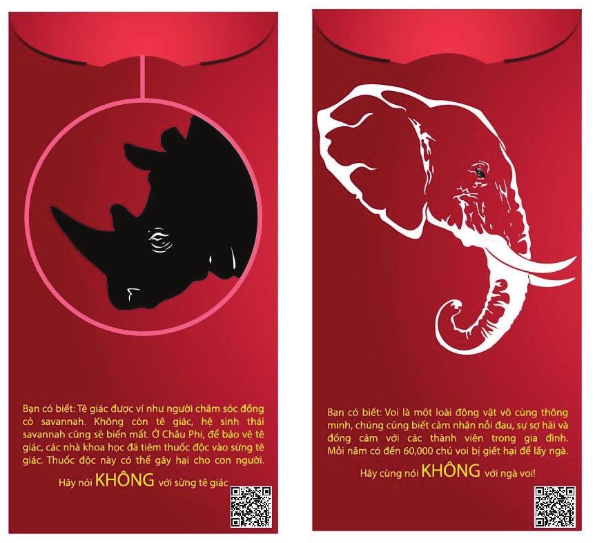 WildAct s specially designed red envelopes have massages that call for people to stop consuming rhino horn and ivory.