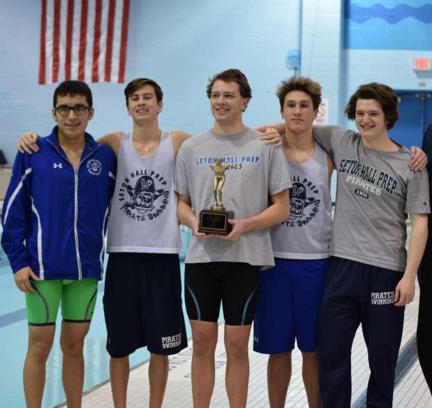 Summary of the 2016-17 SHP Swim Season By Joe Alexander, Assistant Coach Seniors Jeff Cueva, Ben Amoreno, Colby Dixon, Mike Dellanno and Ryan Ross Receive the Trophy as SHP wins the 2016-17 Essex