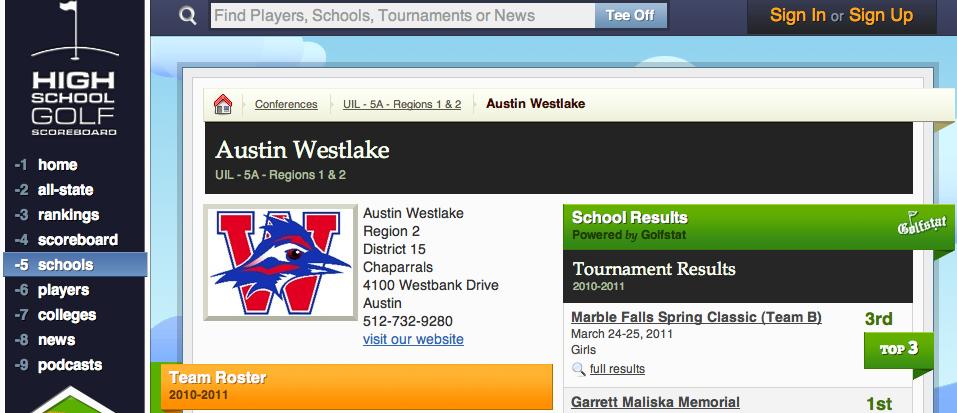 Home page banner ad with school logo highlighting state team with school website link: Make your team, players and school known to the world.