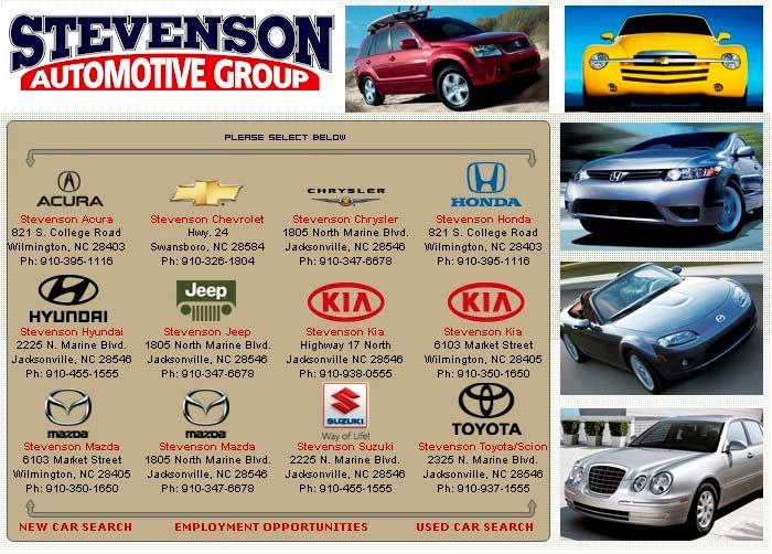 About The Stevenson Automotive Group Stevenson Automotive Group has been a leading automotive influence in Southeastern North Carolina since 1983.
