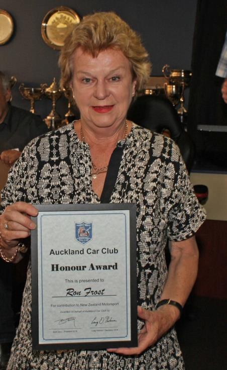 HONORARY INDUCTEES Suzy Frost accepting for Ron Frost Ron Frost (MBE) was a titan of New Zealand motorsport who, having emigrating from the UK after serving in the second world war, competed for