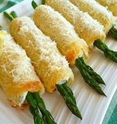 Asparagus Roll-Ups These roll-ups are simply divine. Serve as a unique finger-food, side dish, or as a compliment to soup or salad.