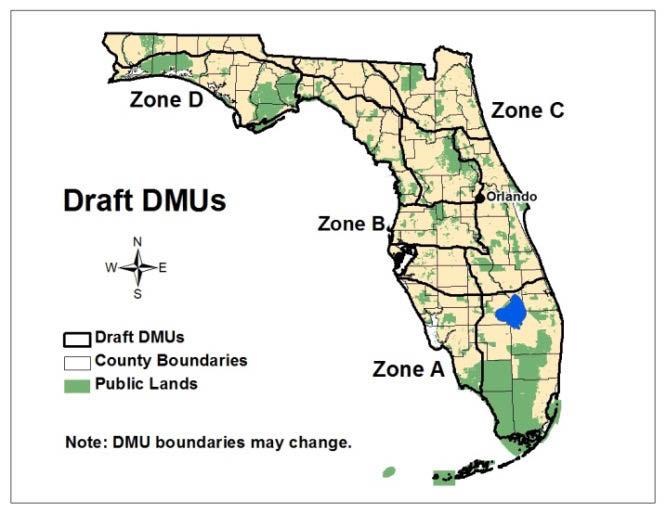 2 Project Background There are 11 DMUs proposed for Florida as shown in Figure 2 1. The public input process discussed in this report focused on Zone D, which is shown in Figure 2 2 Figure 2 1.
