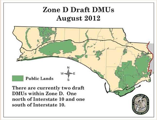 Figure 2 2. Proposed Deer Management Units (DMUs) in Zone D. The timing of the rut varies quite dramatically within Florida.
