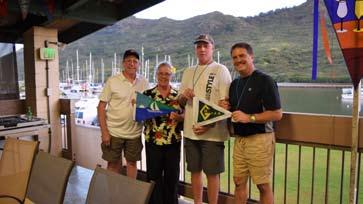 Burgee Exchange NYC/Green Harbor Yacht Club, MA burgee exchange on April 13, 2017 Commodore Fred Styer and Vice Commodore Kevin Arndt welcomed Mac & Vickie McDonough visiting from Green Harbor, MA.