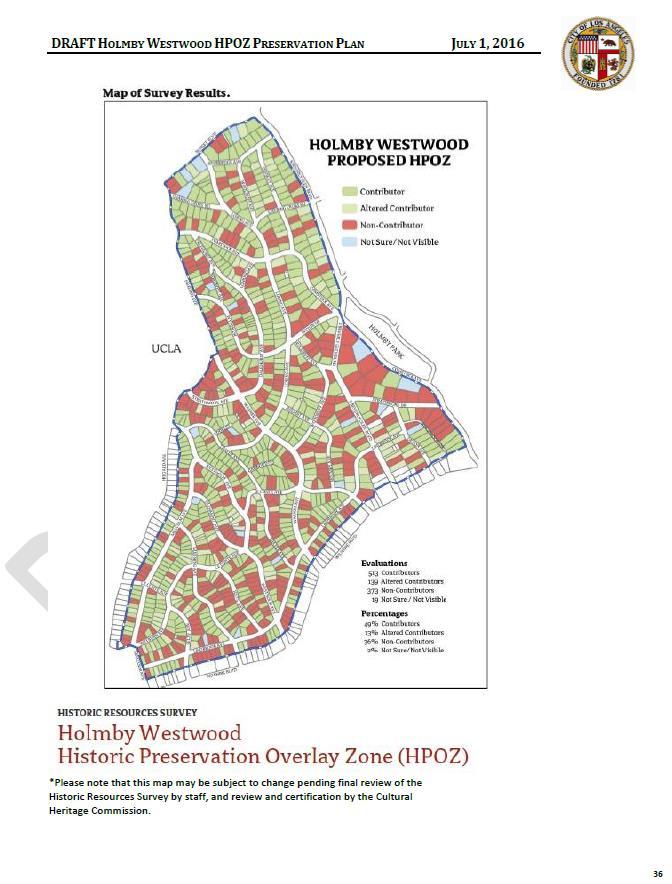 Proposed Holmby Westwood HPOZ Survey and Boundaries Altered Contributor, or Non- Contributor based on year of construction and current condition 1,044 properties 673 (64%) Contributors and Altered