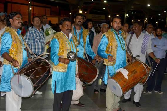 A large contingent of officials and media gathering was present at the airport to receive the team which finished 5th at the FINTRO Hockey World League in Belgium.
