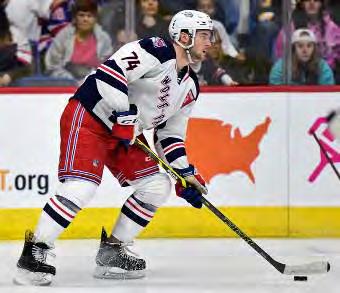 #74 Sean Day, D Shoots left. 6-2, 225. Born: Leuwen, Belgium 1/9/98 Acquired: Drafted by NY Rangers 3rd rd. (81st ov.) 2016 Regular Season Playoffs Year Team Lge. GP G A PTS PIM GP G A Pts.