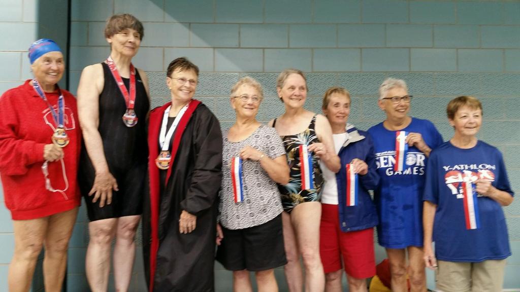 Masters Swimmers at National Senior Olympics by Mary Schneider Six women and three men who are current WI Masters swimmers proudly represented Wisconsin at the National Senior Olympic games in