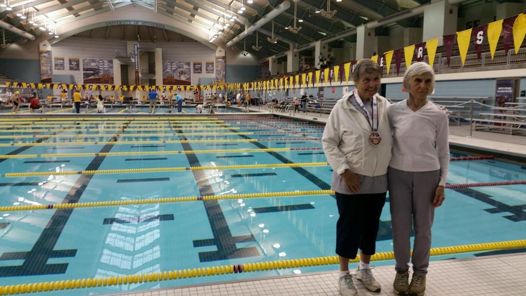 Carol Reinke achieved 3 first places in the 50, 100, and 200 Breaststrokes. Bill Payne achieved 4 first places in the 200 and 500 Free, 50 Fly, and 100 IM.