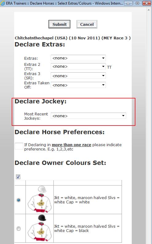 Key: there are two icons on this page a jockey icon and a preference icon located to the right of the jockey column.