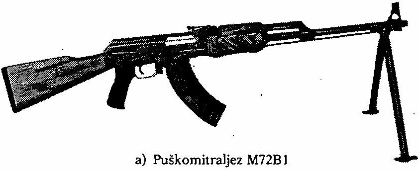 a) The M72B1 machine gun b) The M72AB1 machine gun Pic. 2 Machine gun 5. The numerous 7.62 cartridges with standard and tracing balls are used for the firing with the weapons.