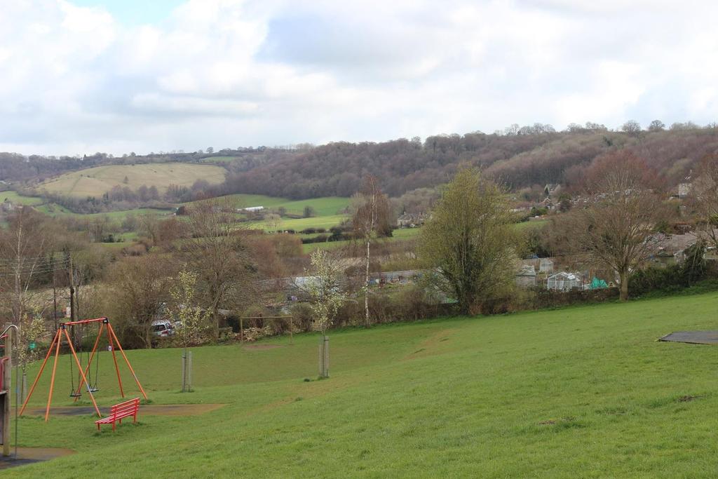 9 View from playground by the Cotswold Playhouse Point 15 on map Sensitivity of the view medium At the extreme Stroud end of the Slad Valley green finger there is a public playground which also acts