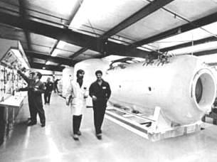 The first hyperbaric chamber was built in Canada in 1860 and a year later was used in the US.