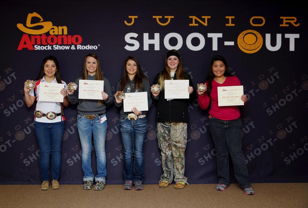 OPEN GIRLS Winners are (left to right) Champion Meagan Harrington from Nueces County 4-H, Runner-Up Rachel Barringer from Victoria County 4-H, Third