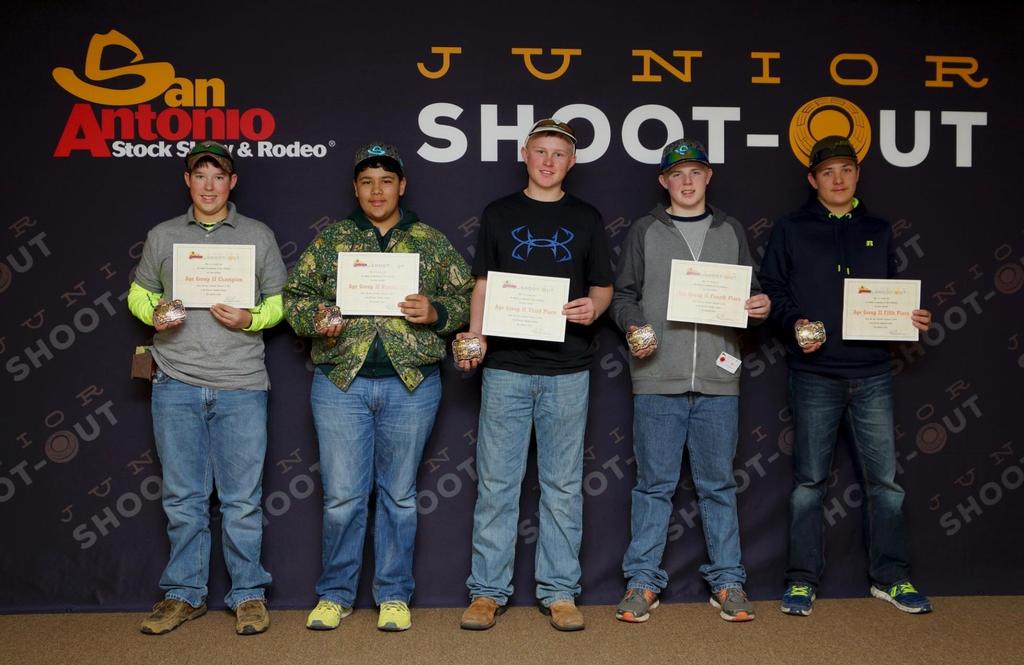 AGE GROUP II Winners are (left to right) Champion Jett Thompson from Tom Green County 4-H, Runner-Up Francisco Ramirez from Webb County 4-H,