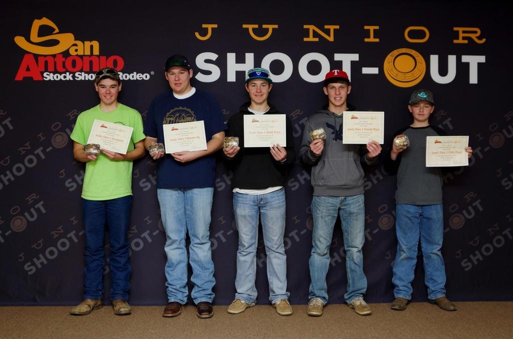 LEWIS CLASS I Winners are (left to right) Champion Jake Hamm from Atascosa County 4-H, Runner-Up Justin Napier from Collin County 4-H, Third Place