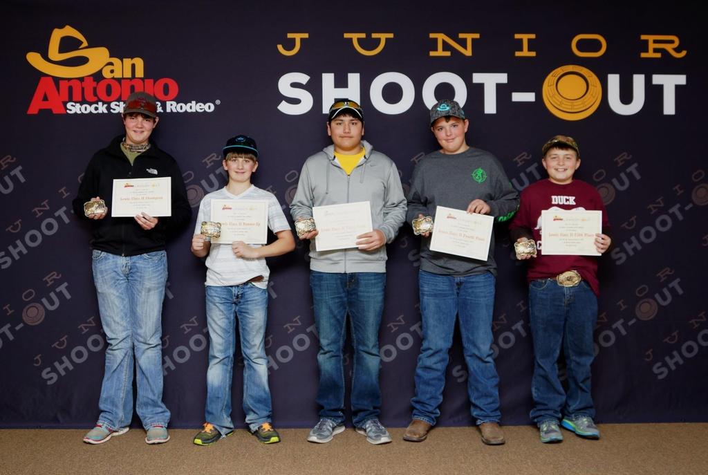 LEWIS CLASS II Winners are (left to right) Champion John Nelson from Walker County 4-H, Runner-Up Dustin Allen from Frio County 4-H, Third