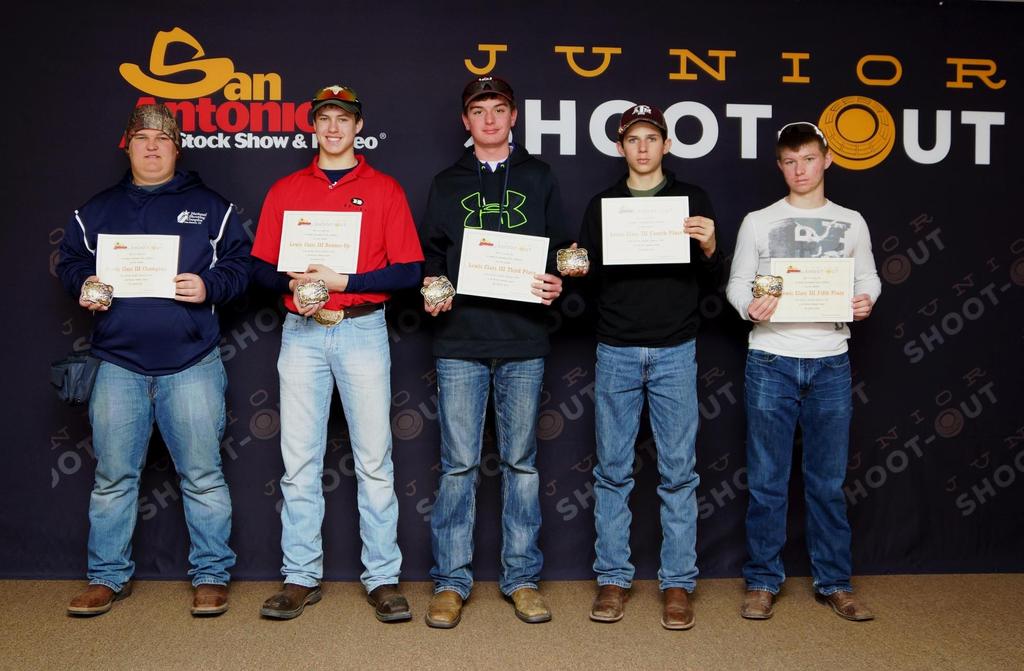 LEWIS CLASS III Winners are (left to right) Champion Mason Wilks from Barbers Hill FFA, Runner-Up Matthew Longoria from Madison County 4-H, Third