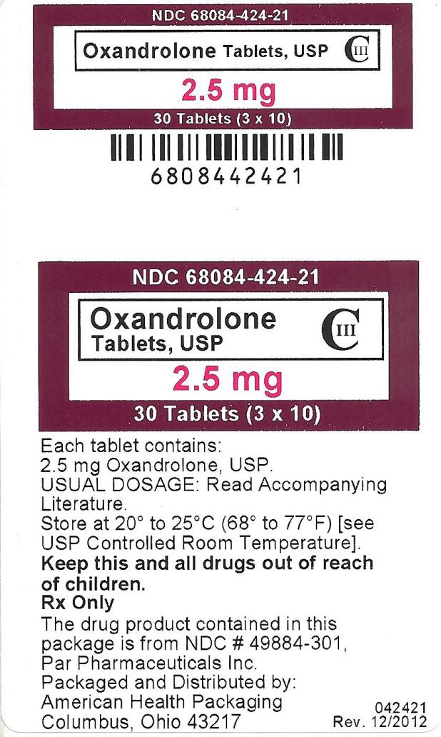 OXANDROLONE oxandrolone tablet Product Information Product T ype HUMAN PRESCRIPTION DRUG LABEL Ite m Code (Source ) NDC:6 8 0 8 4-424(NDC:49 8 8 4-30 1) Route of Administration ORAL DEA Sche dule