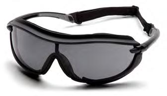 Scratch resistant polycarbonate lens provides 99% UVA/B/C protection. Includes soft foam padding and an elastic strap. [ APPROVALS ] ANSI Z87.1. CSA Z94.
