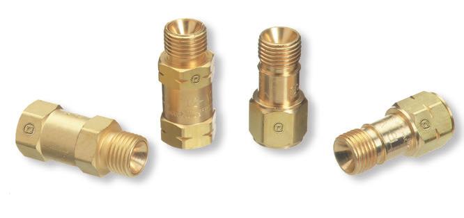 CHECK VALVES REVERSE FLOW CHECK VALVES For torch and regulator applications, Western Check Valves guard against danger caused by plugged tips, overpressurizing or incorrect startup procedures.