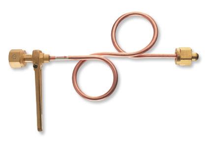 BRASS FORGED HANDLE with Brass Connections Check Valve Nipple Flow CGA Nut & Nipple Brass Pigtail Handle (Part PH-1) 27" Length Bent to 12" Overall Length PH-63CV MANIFOLD RIGID PIGTAILS, COPPER