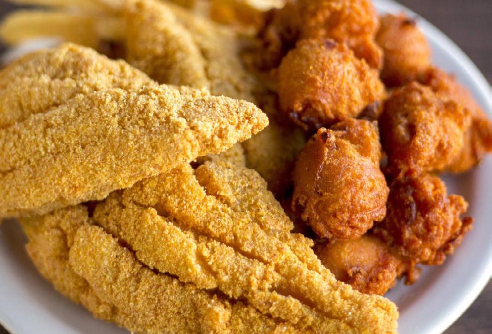 APRIL DINING Friday, April 6th Fish Fry Friday, April 6, 2018 Reservations begin at 6:00pm Potato Salad Cole Slaw Fried Catfish Fried Coconut