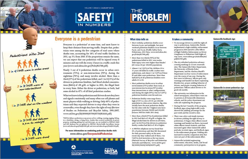 NHTSA SAFETY 1N NUM3ERS Pedestrian Fact Sheet http://www.nhtsa.