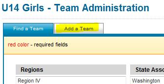 If your teams are not in the available column, you can add a new team to the system by clicking on the Add a Team Tab.
