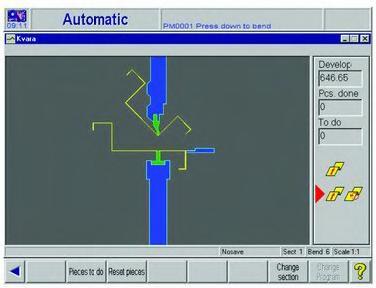 MASTEEL KV-2004 CONTROL FEATURES Simulation and optimum bending sequence with back gauge position The optimized bending sequence can be simulated in the graphic window prior to the actual production