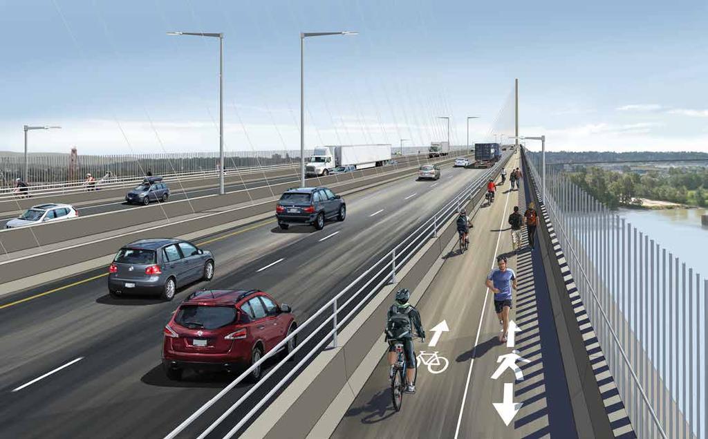 About the Replacement Project Pedestrians and Cyclists on the New The new will provide a safer and more accessible crossing for pedestrians and cyclists on both sides of the bridge, separated from