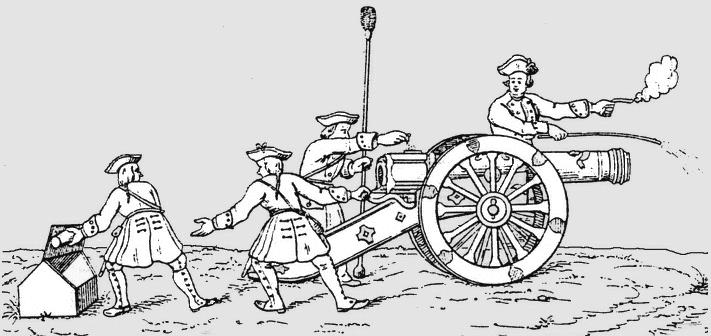 Ca. 1700: Cannoneers Firing Artillery Q uelle: Rudolph Schmidt, Feuerwaffen, 1868 A helper takes o powder sack from the powder trunk and hands it to the loader.