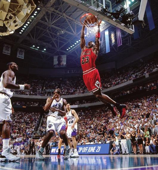 Michael Jordan was famous for leaping high and shooting the ball