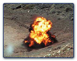 High explosives are usually initiated by the shock of a detonator, or blasting cap. Typically, they will not detonate from a spark or flame which is adequate for low explosives.