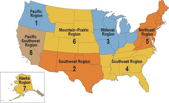 - 8 different regions (US Fish & Wildlife) - May