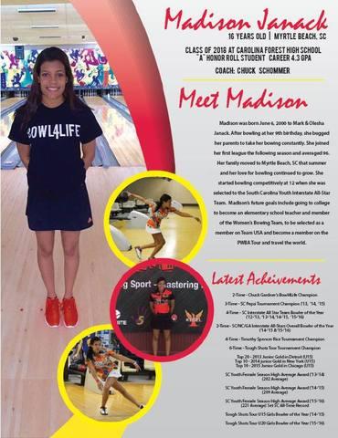 JULY We are proud to announce Madison Janack as the first Youth Athlete of the Month.